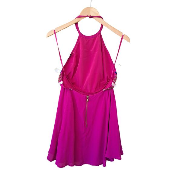 New Revolve NBD Naven Twins Halter Mini Dress Small Pink Beaded Backless Party - Picture 10 of 11